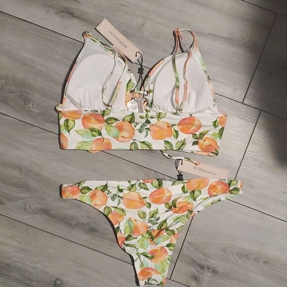 BCBG Generation Women's Peachy Lace Up Top & Ruched Bikini Bottom Size Large - Picture 13 of 16